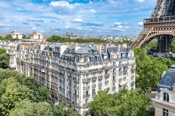 Paris Panorama Cidade Com Torre Eiffel Trocadero Segundo Plano — Fotografia de Stock