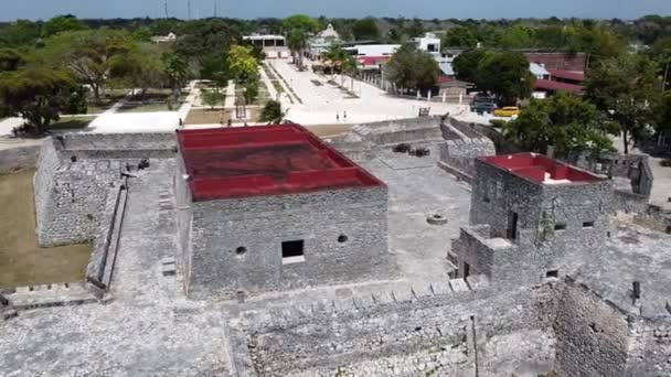 Форт Сан Фелипе Бакаларе Коста Майя Кинтана Роо Мексика — стоковое видео