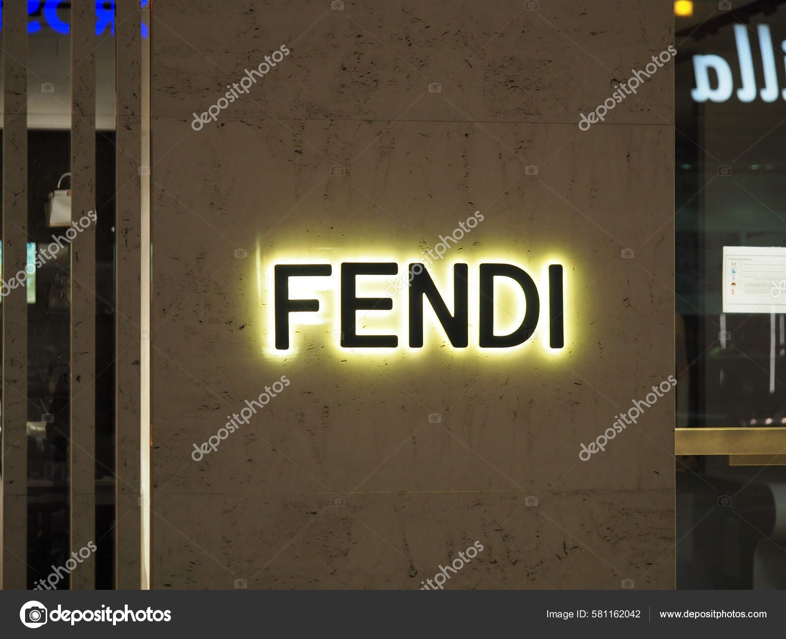 Fendi Sign Lighting Night Sign Front Luxury Fashion Brand Store Stock Editorial Photo wirestock creators 581162042
