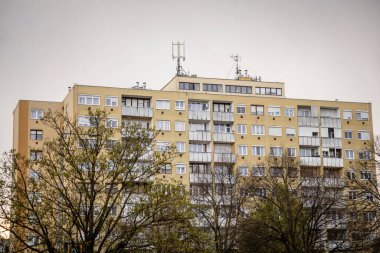 Önünde ağaçlar olan güzel bir bina manzarası.