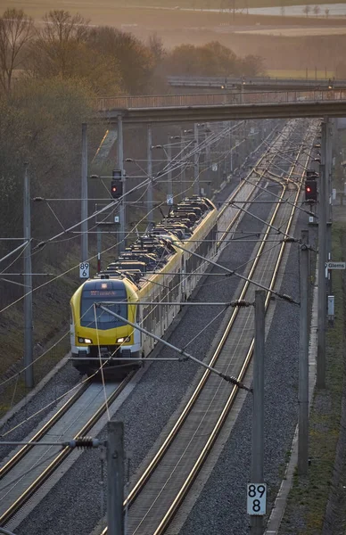 Electric Highspeed Train Passing Rapid Railway Transit Route Stuttgart Mannheim — Stock Photo, Image