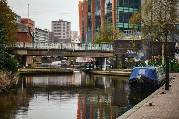 Die Traditionellen Hausboote Auf Dem Kanal Birmingham Großbritannien — Stockfoto