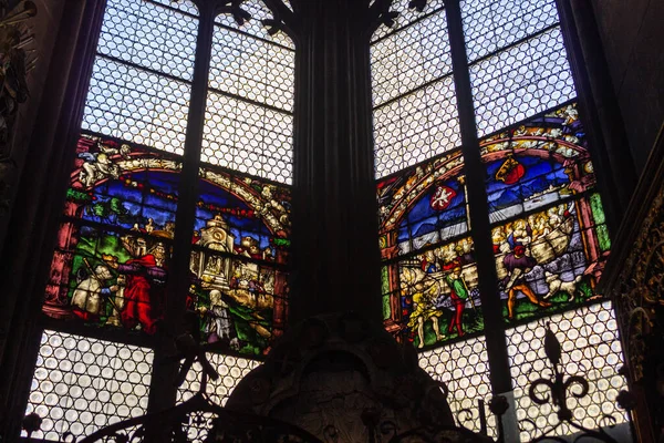 Beautiful Stained Glass Windows Freiburg Cathedral Breisgau Germany — Stock Photo, Image