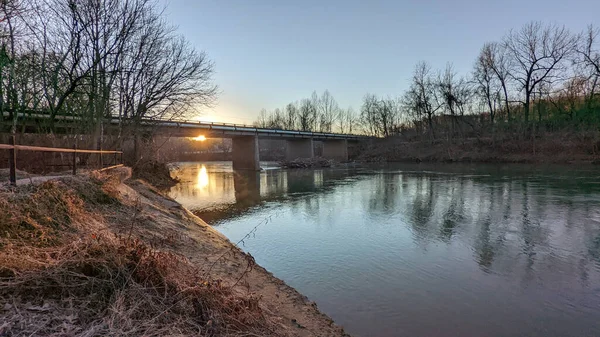 Sun Rises Bridge Campbell County Pittsylvania County Virginia — Stock Photo, Image