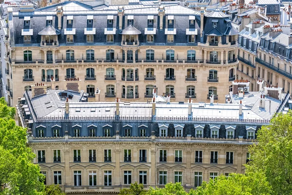 Paris Fachadas Luxo Haussmann Telhados Uma Área Atraente Capital Vista — Fotografia de Stock