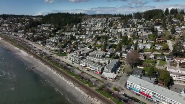 Widok Powietrza Nadmorskie Miasto White Rock Kolumbii Brytyjskiej Kanada — Wideo stockowe