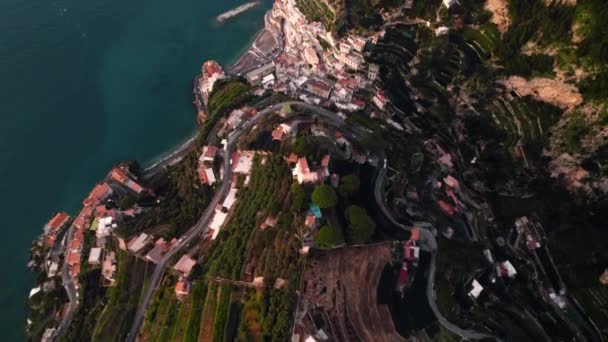 Vista Aérea Costa Amalfitana Voando Ravello — Vídeo de Stock