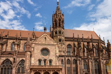 Freiburg Muenster (Katedral), Almanya ve Avrupa 'nın mavi gökyüzüne karşı bir detayı