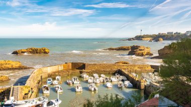 Biarritz in France, panorama of the small harbor