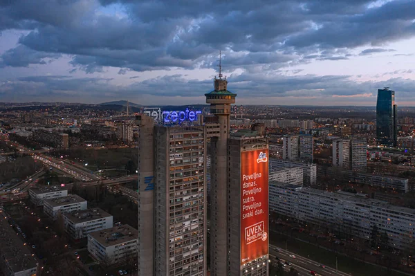 Aerial Shot City Belgrade Serbia Blue Clouds — Stock Photo, Image