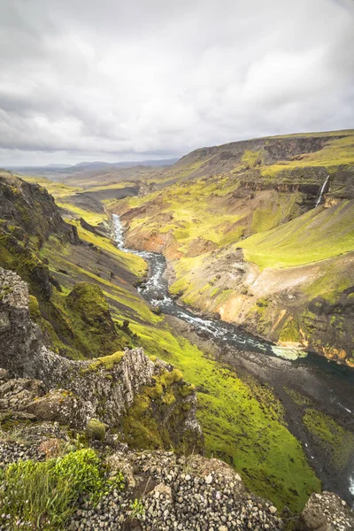 Cascade Haifoss Est Située Près Volcan Hekla Dans Sud Islande — Photo