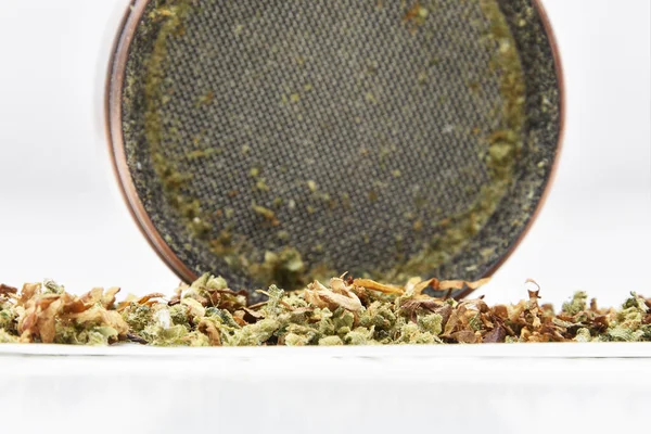 Unrolled Marijuana Joint Grinder Background — Stock Photo, Image