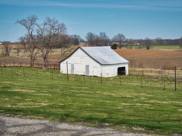 Naturlig Utsikt Över Gata Och Jordbruksmark Nära Carrollton Missouri Usa — Stockfoto