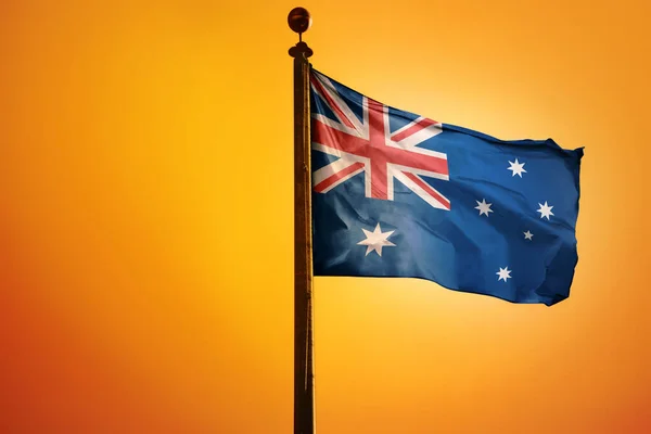 Digital Illustration Flag Australia Waving Bright Yellow Sky — Stock Photo, Image