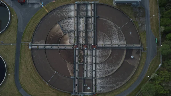 Aerial Shot Drone Wastewater Treatment Plant — Stock Photo, Image