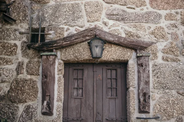 Exterior Uma Porta Frente Madeira — Fotografia de Stock