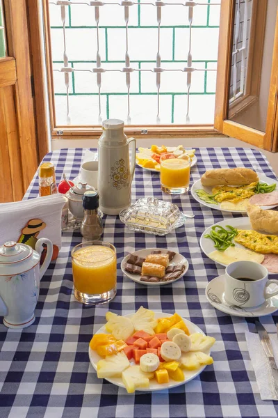 Una Colazione Frutta Caffè Succo Frutta — Foto Stock