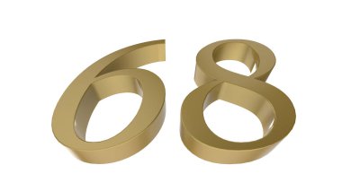 altın numara 68 basamaklı metal 3D resimleme
