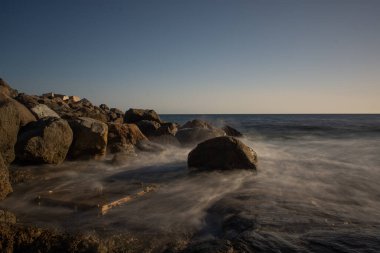 İspanya, Gran Canaria 'da günbatımının büyüleyici görüntüsü