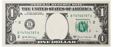 Ortası boş bir Amerikan banknotu.