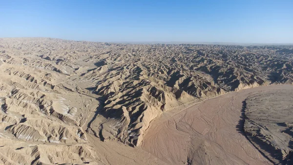 Vedere Aeriană Asupra Terenului Eroziunii Vântului Din Qinghai — Fotografie, imagine de stoc