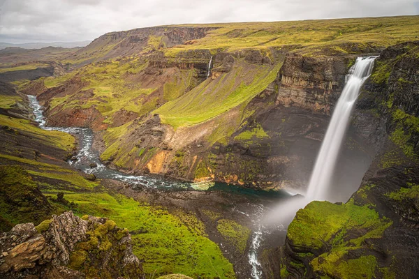 Der Haifoss Wasserfall Auf Island Sommer — Stockfoto