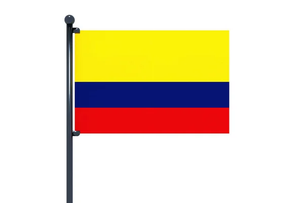 Bandera Colombia Con Poste Aislado Sobre Fondo Blanco — Foto de Stock