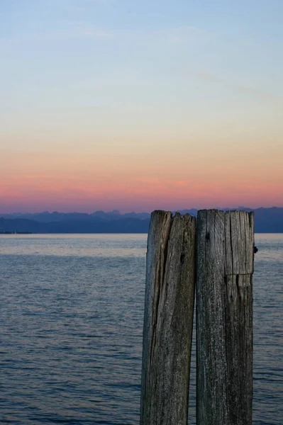 Plan Vertical Lac Constance Coucher Soleil — Photo