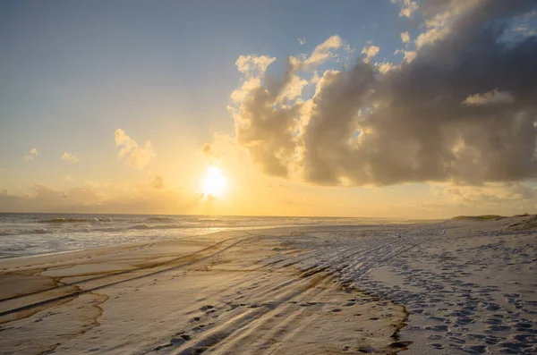 Ruhige Sandige Küste Bei Malerischem Sonnenaufgang — Stockfoto