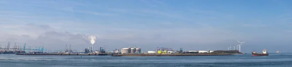 Panoramic View Industrial Factories Harbor Maasvlakte Rotterdam Netherlands — Stock Photo, Image