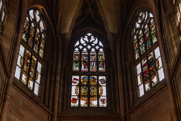 Les Magnifiques Vitraux Cathédrale Fribourg Breisgau Allemagne — Photo