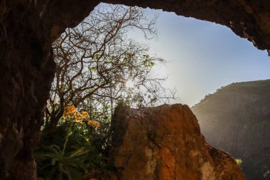 Bir mağaranın alçak açılı görüntüsü.