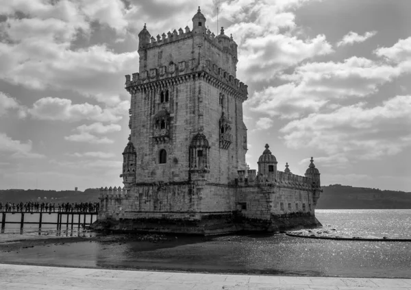 Uno Scatto Scala Grigi Della Torre Belem — Foto Stock