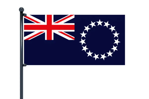 Прапор Островів Кука Полюсом Ізольованим Білому Тлі — стокове фото