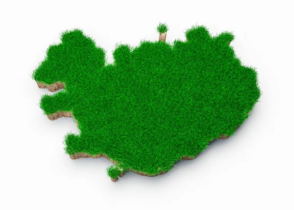 Una Mappa Dell Islanda Realizzata Con Erba Isolata Uno Sfondo — Foto Stock