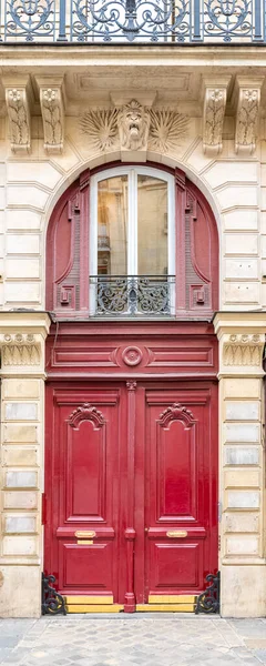 Paryż Stare Drewniane Drzwi Typowy Budynek Ósmej Dzielnicy — Zdjęcie stockowe