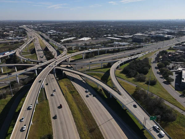 Aerial View Crossing Highways Sunny Day — Stock Photo, Image
