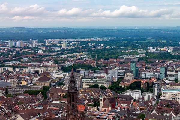 Bird Eye View Beautiful City Freiburg Middle Rocky Mountains Forests — Stock Photo, Image