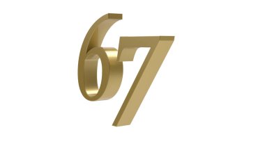 altın rakam 67 metal 3D resimleme