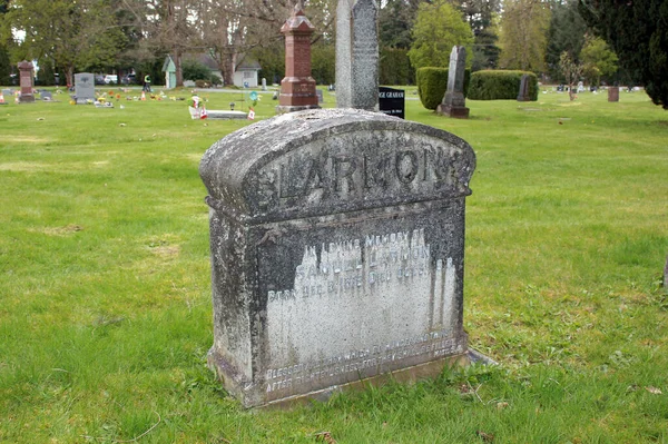 Larmon Old Tombstones Langley Cemetery British Columbia Cana — Stock Photo, Image