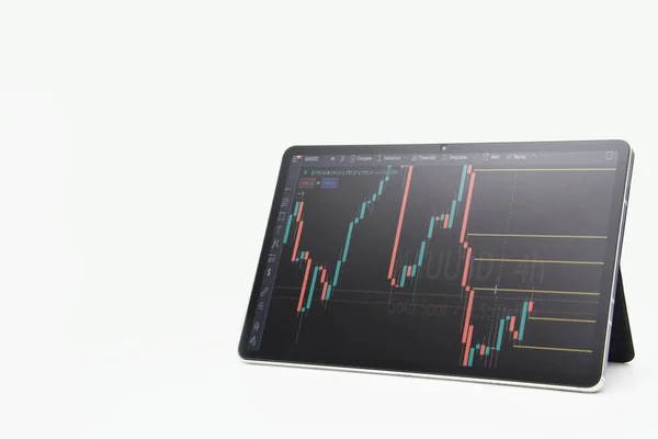 Tablet Con Indice Grafico Finanza Forex Exchange Trading Sullo Schermo — Foto Stock