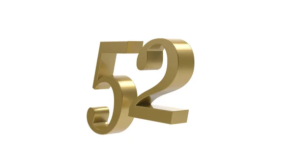 52個の金数桁の金属3Dレンダリング図 — ストック写真