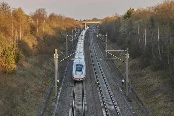 Electric Highspeed Train Passing Rapid Railway Transit Route Stuttgart Mannheim — Stock Photo, Image