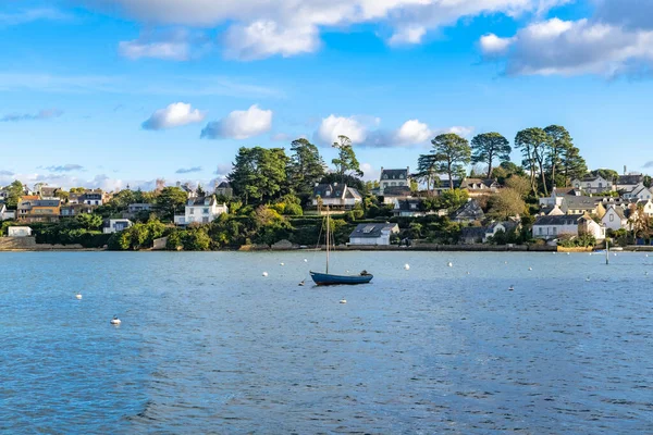 Brittany Ilha Ile Aux Moines Golfo Morbihan Porto Típico Casas — Fotografia de Stock