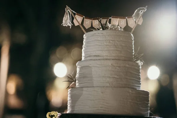 Selective Focus Shot White Wedding Cake — Stock Photo, Image