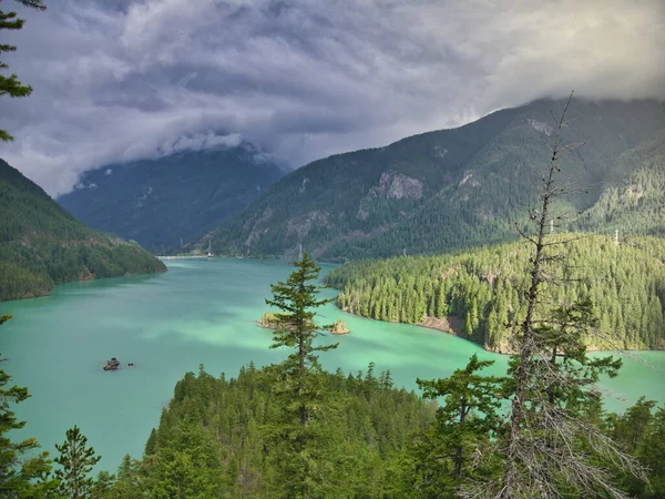 Eine Faszinierende Aufnahme Von Einem Ross Lake Umgeben Von Bergen — Stockfoto