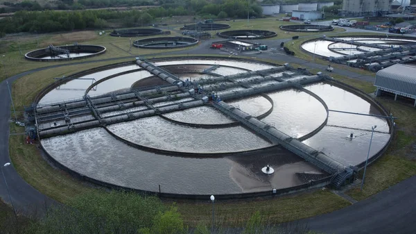 Aerial Shot Drone Wastewater Treatment Plants — Stock Photo, Image