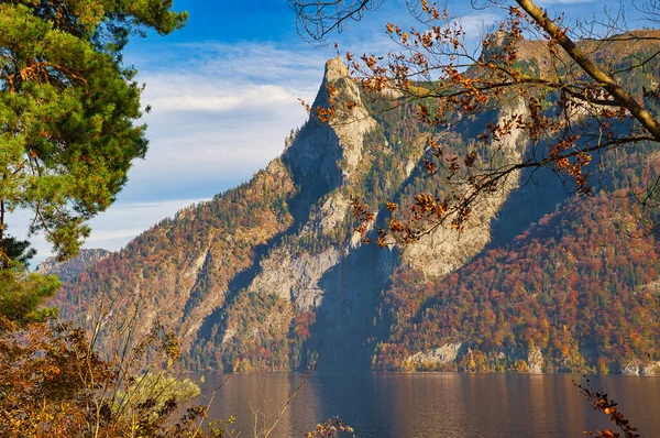Bellissimo Autunno Vicino Lago Traunsee Nella Zona Salzkammergut Alta Austria — Foto Stock