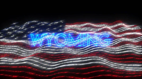 Rendu État Américain Wyoming Lettres Fluo Avec Fond Sombre Sur — Photo