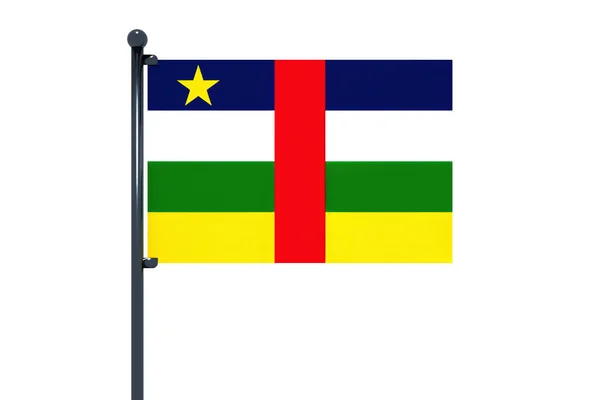 Bandera República Centroafricana Con Polo Aislado Sobre Fondo Blanco — Foto de Stock